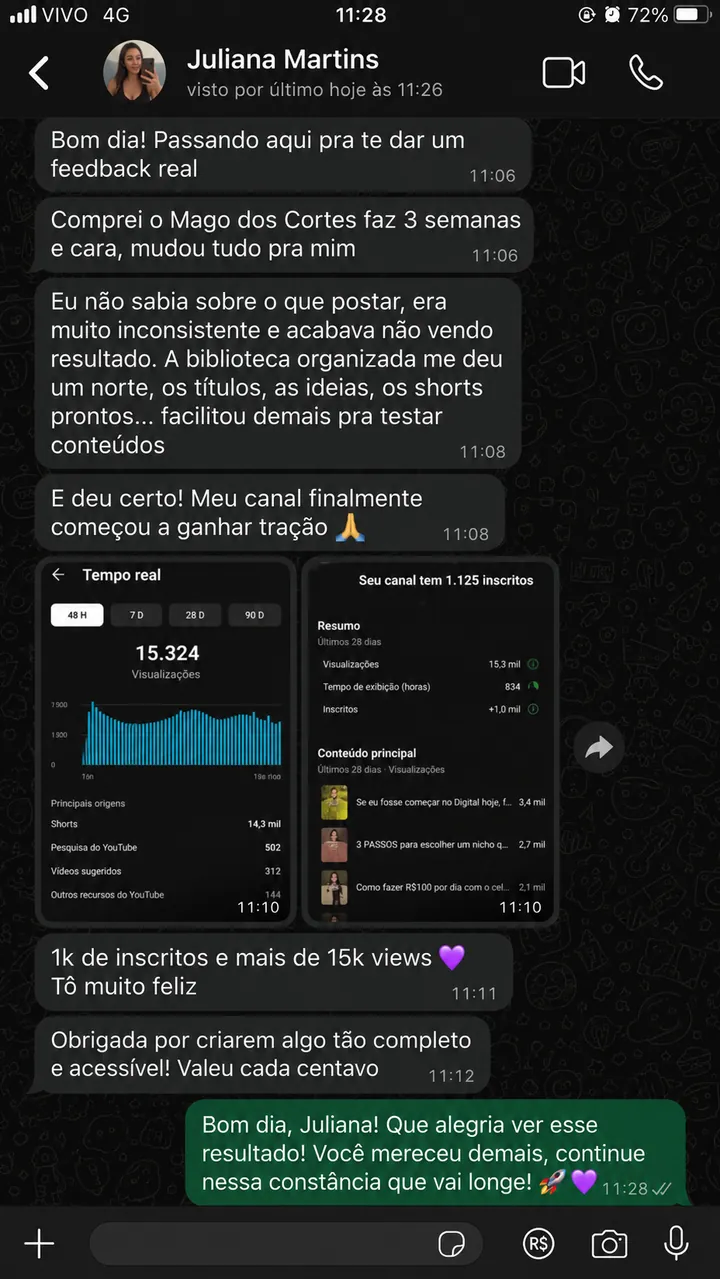 Feedback enviado por cliente do Portal do Mago
