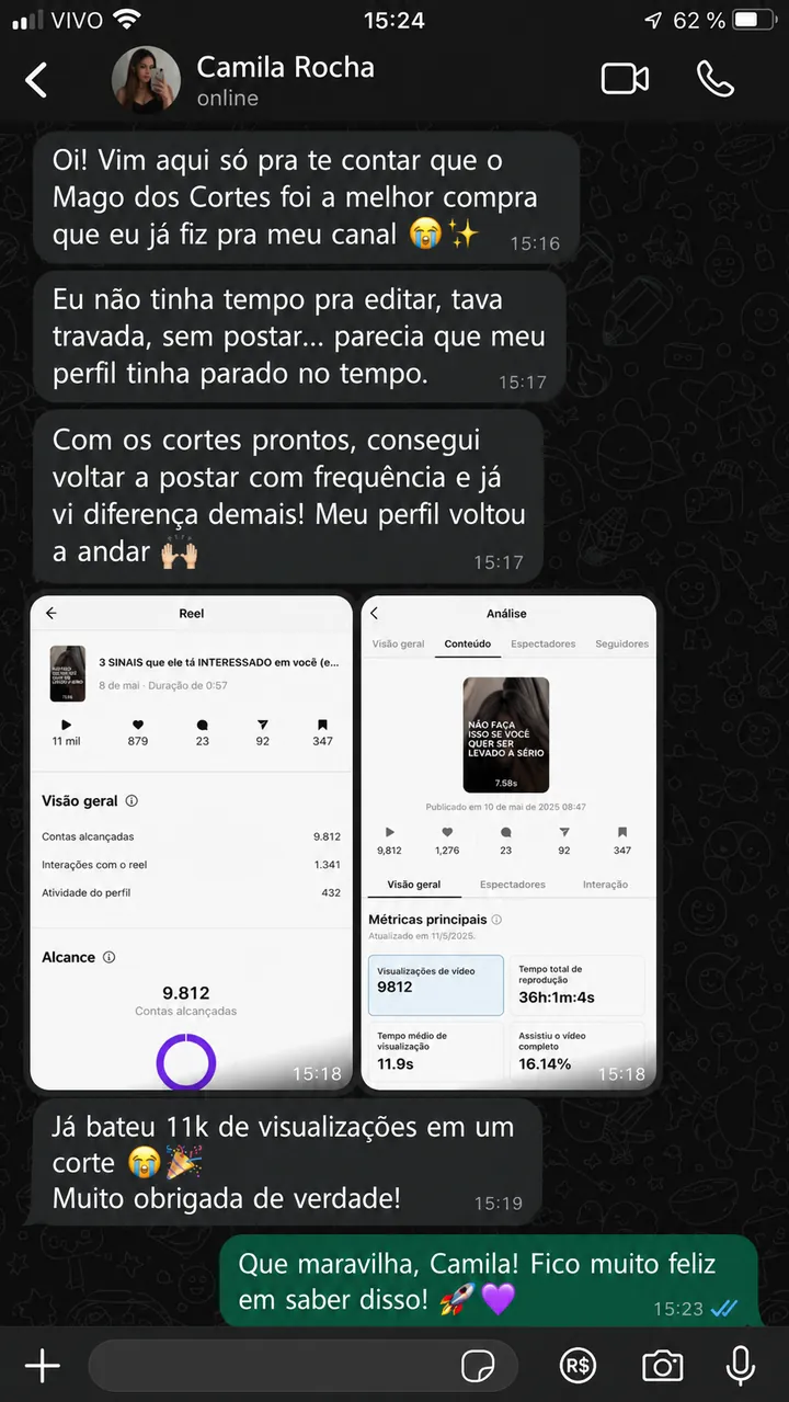 Feedback enviado por cliente do Portal do Mago